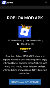 screen showing download selection options in Roblox mod APK interface